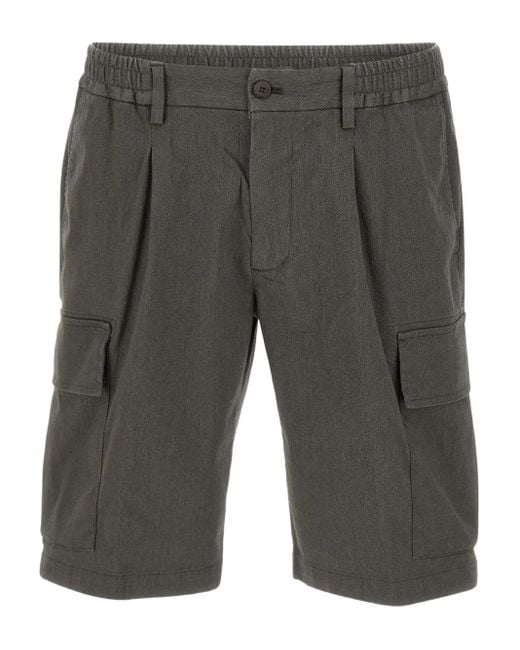Devore Gray Pleated Cargo Shorts for men