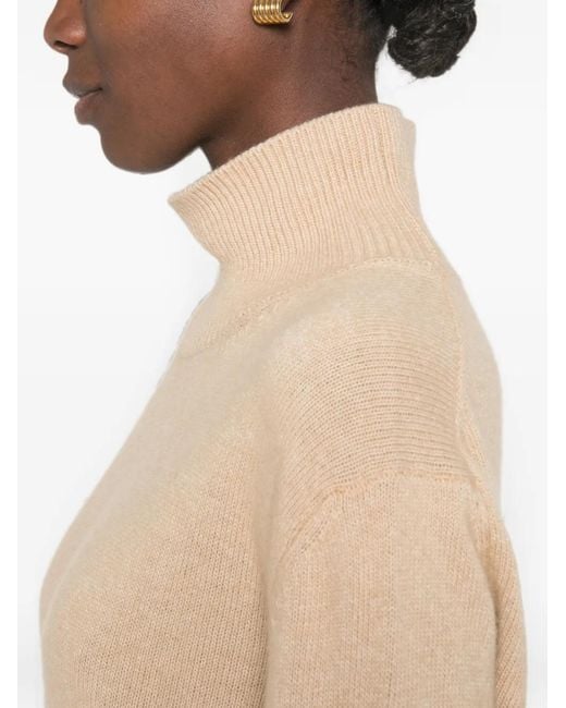 SERGIO MORETTI FIRENZE Natural Ribbed-Trim Mock-Neck Sweater
