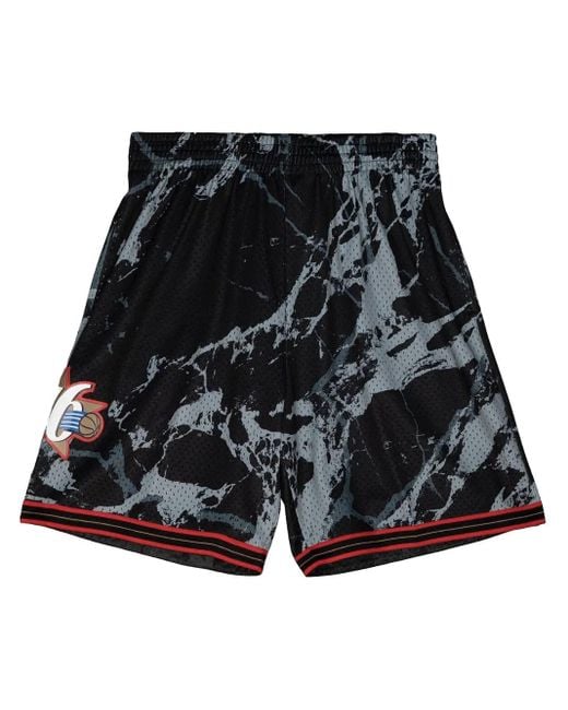Mitchell & Ness Black Team Marble "Nba Philadelphia 76Ers 2000" Swingman Shorts for men