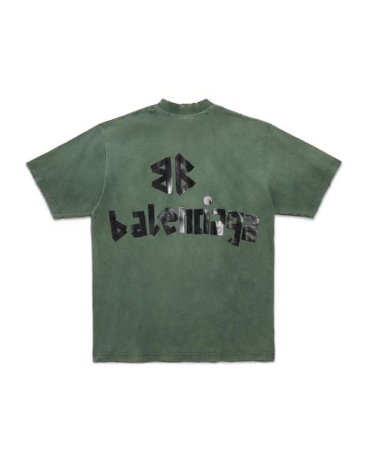 Balenciaga Green Tape Type Cotton T-shirt