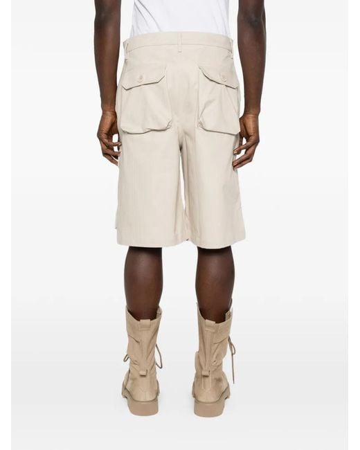 Reese Cooper Natural Herringbone Cargo Shorts for men