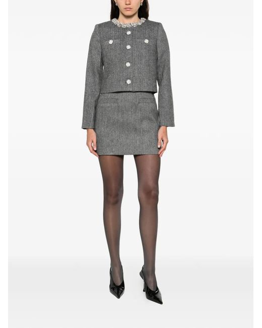 Self-Portrait Gray Cropped Jacket