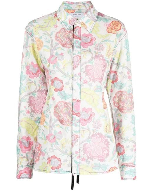 MARINE SERRE White Lace-Back Floral Shirt
