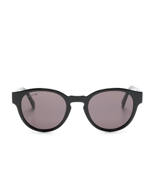 Lacoste Gray Logo-engraved Round-frame Sunglasses for men