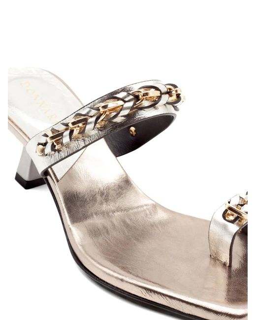 DONNARì White Laminated Chain Strap Sandals