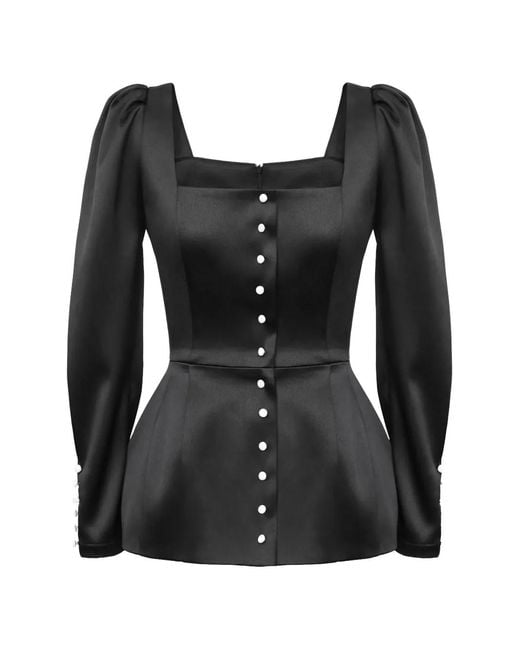 POST MERIDIEM Black Satin Top