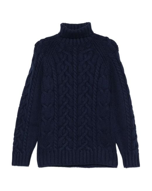 Brunello Cucinelli Rollkragenpullover mit Zopfmuster in Blue für Herren