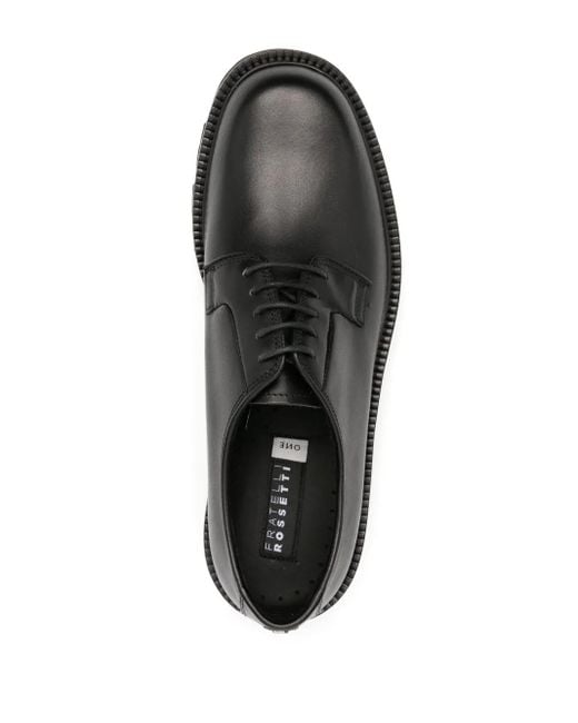 Fratelli Rossetti Black Logo-Plaque Leather Derby Shoes for men