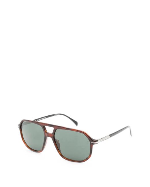 David Beckham Green Rectangle-Frame Sunglasses