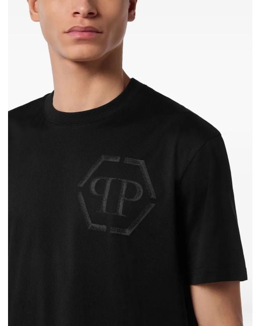 メンズ Philipp Plein ロゴ Tシャツ Black