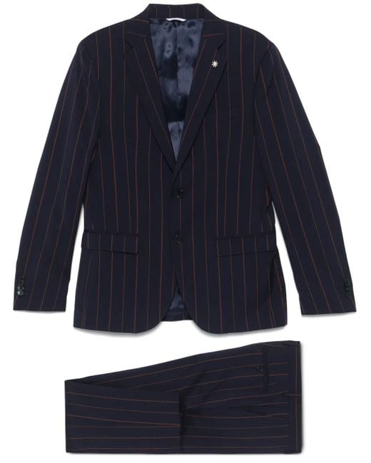 Completo Gessato di Manuel Ritz in Blue da Uomo