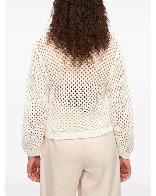 Ganni White Open-Knit Cardigan
