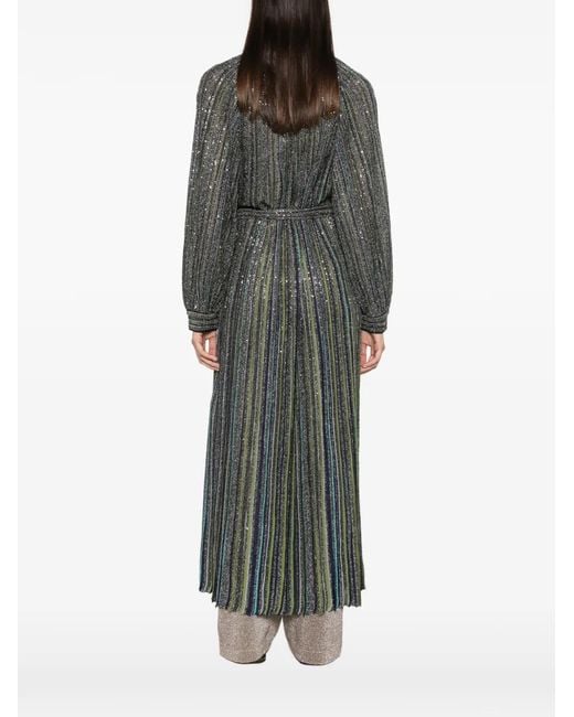 Missoni Gray Sequin-Embellished Striped Cardigan