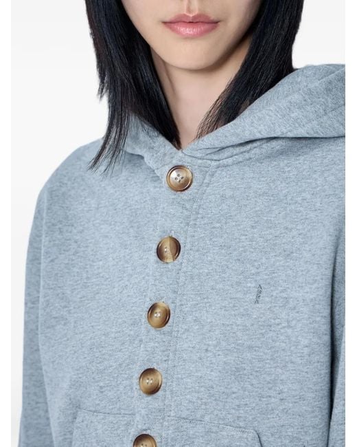 Abra Blue Button-Front Hoodie