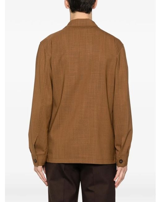 Tagliatore Brown Front-Pocket Shirt Jacket for men
