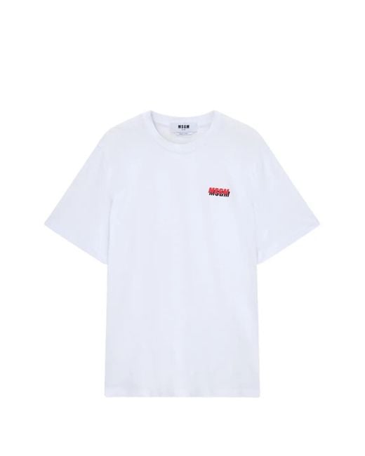 MSGM White T-Shirt À Logo Imprimé for men
