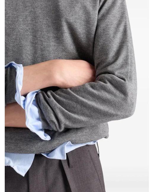 Prada Gray Crew-Neck Sweater for men