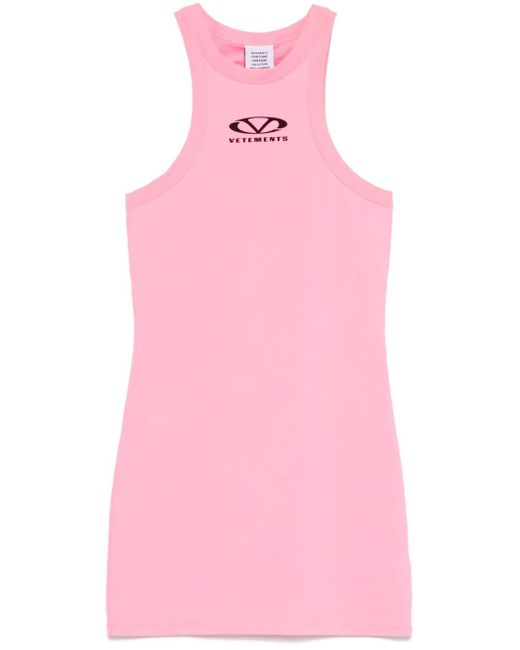 Vetements Pink Logo-Print Mini Dress
