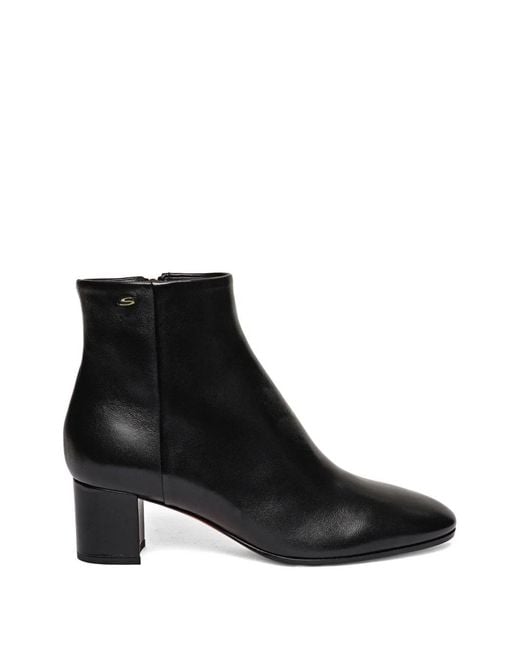 Santoni Black Round-Toe Zip-Fastening Boots