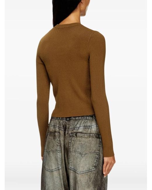 DIESEL Green 'M-Valari' Rib-Knit Viscose-Blend Top