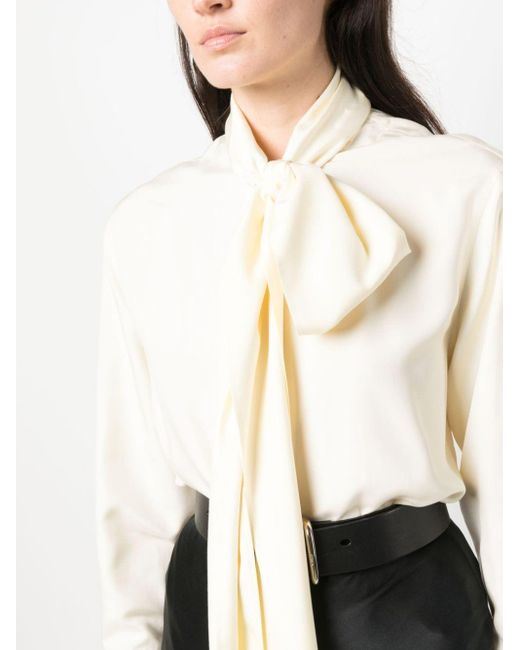 Givenchy White Pussy-bow Silk Blouse