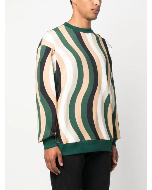 Camper Green Wave-Pattern Cotton Sweatshirt