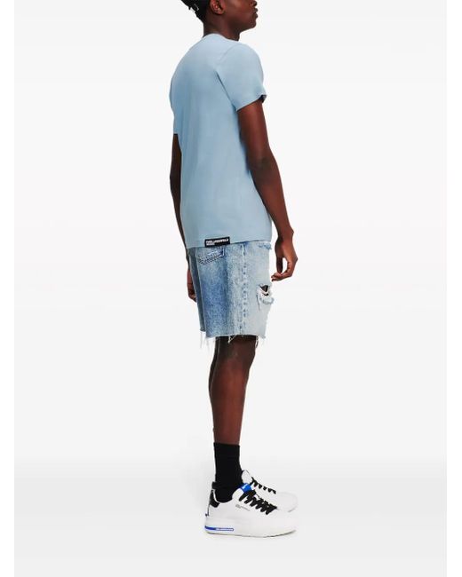 Karl Lagerfeld Blue Distressed Denim Shorts for men