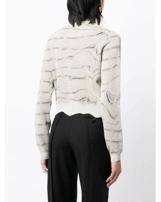 JNBY White Patterned Jacquard Cropped Jumper