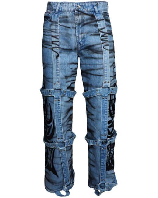 Who Decides War Winged Logo Bondage Jeans in het Blue voor heren
