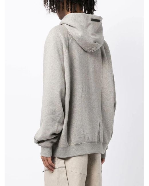 Fear Of God Gray Chest Logo-Print Detail Hoodie for men