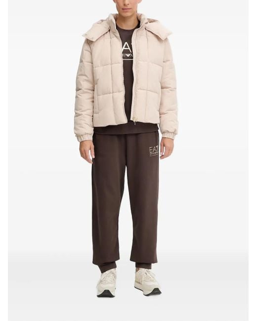 EA7 Natural Hooded Quilted Jacket