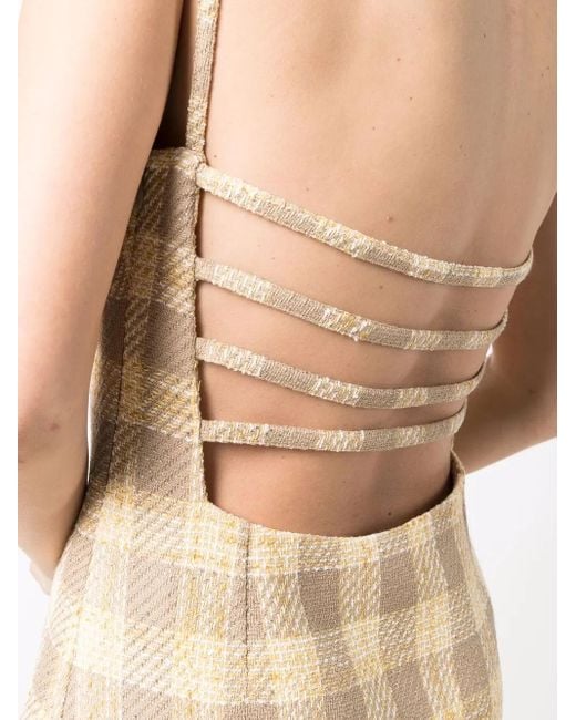 GIUSEPPE DI MORABITO Natural Checked Midi Dress