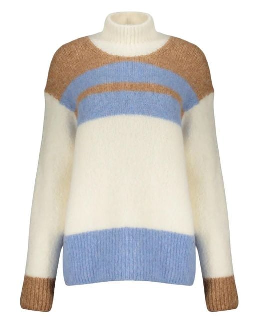 Herno Blue Cozy Winter Sweater With A High Collar