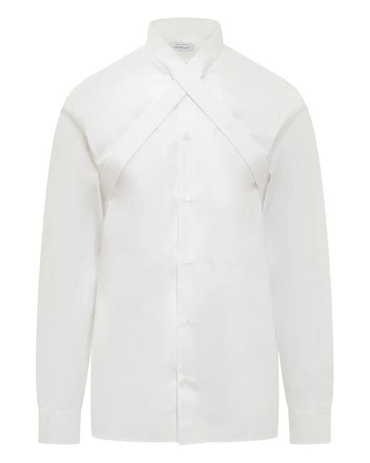 Off-White c/o Virgil Abloh White Crossover-Detail Long-Sleeve Shirt for men