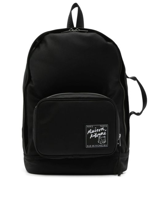 Maison Kitsuné Black The Traveller Logo-appliqué Backpack for men