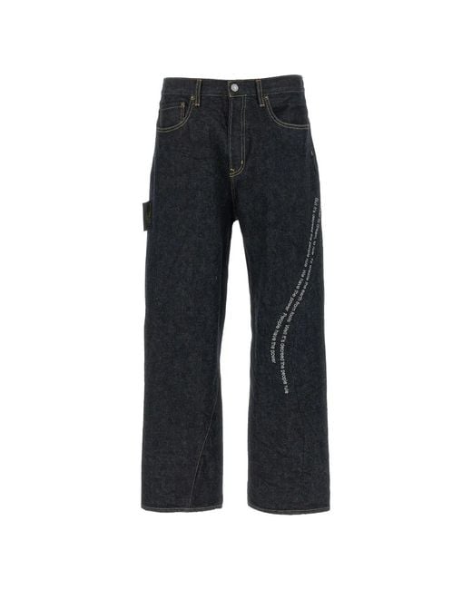 Undercover Black People Have The Power Embroidered Curved-Stitch Jeans for men