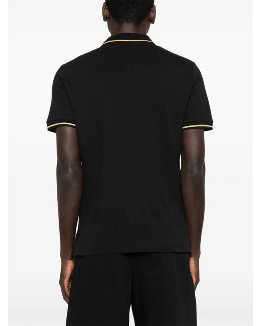 Versace Jeans Couture Black Logo-Appliqué Polo Shirt for men