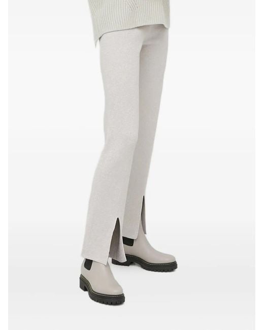 Liviana Conti White Metallic-Knit Elasticated-Waistband Trousers