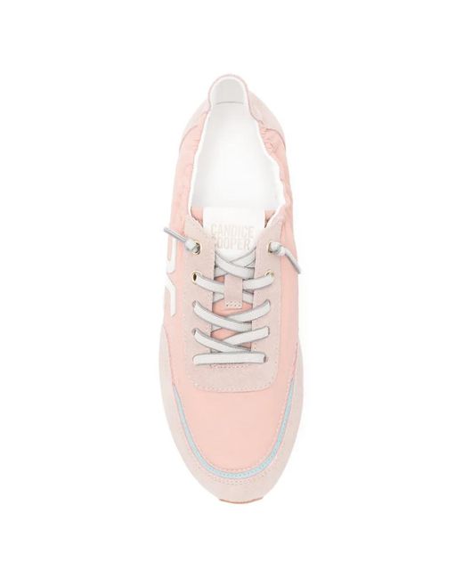 Candice Cooper Pink Panelled Logo-Patch Sneakers