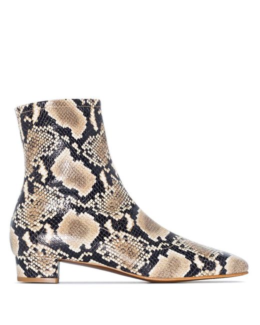 By Far Natural Laura Snake-effect Leather Ankle Boots