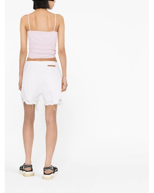 Stella McCartney White Distressed Denim Shorts