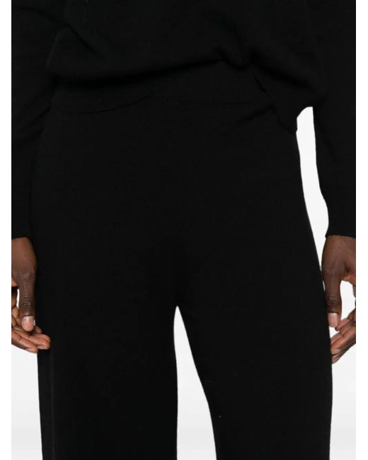 SERGIO MORETTI FIRENZE Black Fine-Knit Wide-Leg Trousers