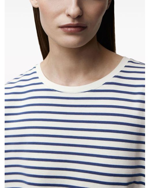 12 STOREEZ Blue Striped Long-sleeve Cotton T-shirt