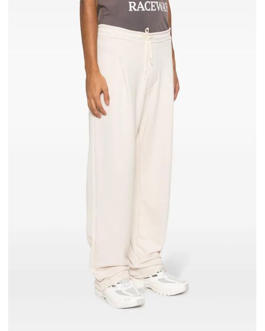 A PAPER KID Natural Logo-Patch Cotton Track Pants