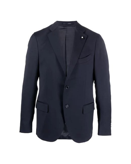 Lardini Blue Flower-Patch Single-Breasted Blazer for men