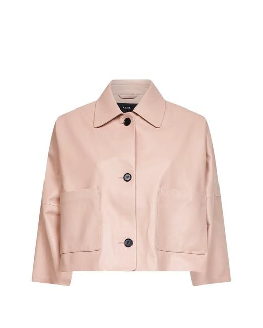 Arma Pink Pocket Leather Jacket