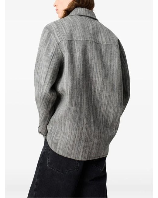 Axel Arigato Gray Aidan Striped Shirt Jacket for men