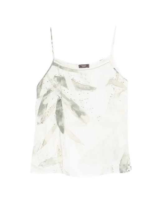 Peserico White Leaf-Print Top