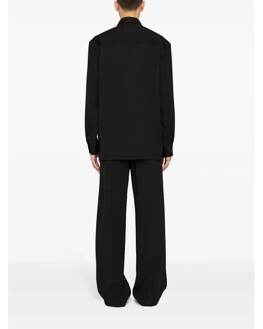 Jil Sander Black Zip-Up Wide-Leg Wool Trousers for men