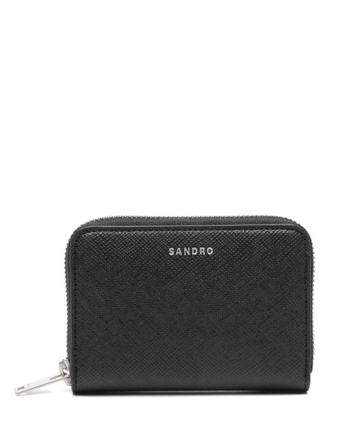 Sandro Black Zipped Cord Wallet for men